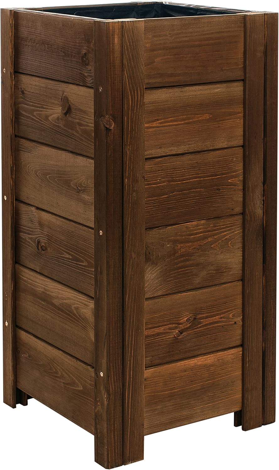 Bac à Fleurs Jardinière en Bois pour Extérieure - 39 x 39 x 79 cm - Pot de Fleurs Parfait pour Jardin, Terrasse & Balcon - Imprégné - Arrive Assemblé - avec Agro-Textile - Marron Foncé 39 x 39 x H79 cm Marron Foncé