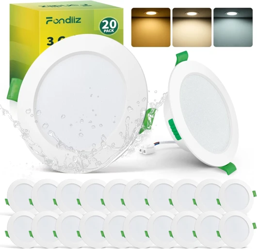 Fondiiz Lot de 20 Spot LED Encastrable 68mm, 5W 220V Spots de Plafond Encastre Blanc Chaud 2700K Blanc Neutre 4000K Blanc Froid 6000K Réglable, IP44 Spot Salle de Bain LED pour Salon Cuisine, Rond