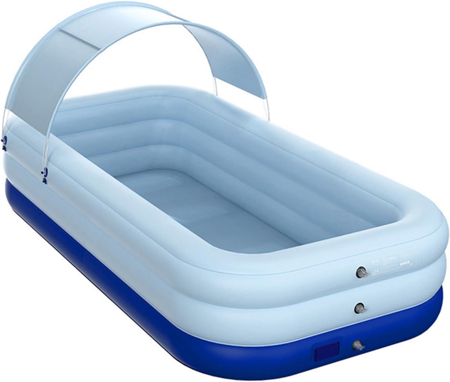 Piscine gonflable pliable autoportante en PVC avec auvent amovible, piscine à gonflage automatique pour la famille et les amis, pour intérieur et extérieur, bleu, 3,18 m 3.18M Bleu