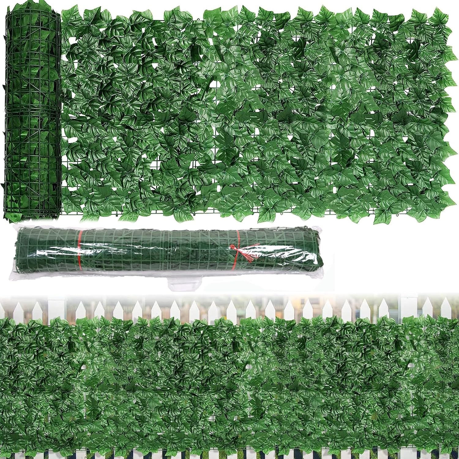 SOYCCYOP Mur Végétal Artificiel, Brise Vue Feuillage, 1 x 3m Clôture de Protection de Jardin à Feuilles Artificielles, Décoration de Clôture de Balcon Intérieur Extérieur Ivy (1 Pack)