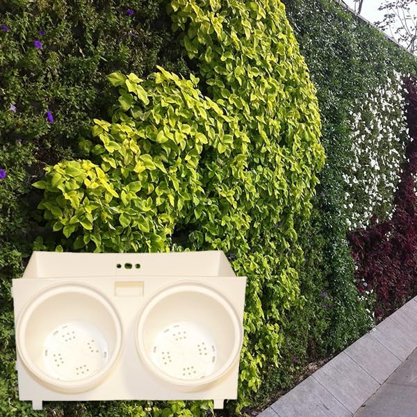 Générique Module Double Pot Ø8cm Blanc 20x12,5cm pour Mur Végétal