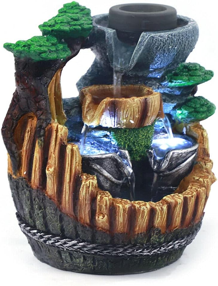 Fontaine de jardin à LED pour terrasse ou terrasse - En cascade - Effet pierre - Décoration Feng Shui Zen - 21 x 13 x 25 cm