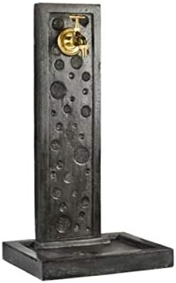 GRANDON Fontaine Murale Bubble, 70 cm de Hauteur, Couleur Ardoise, en Pierre reconstituée