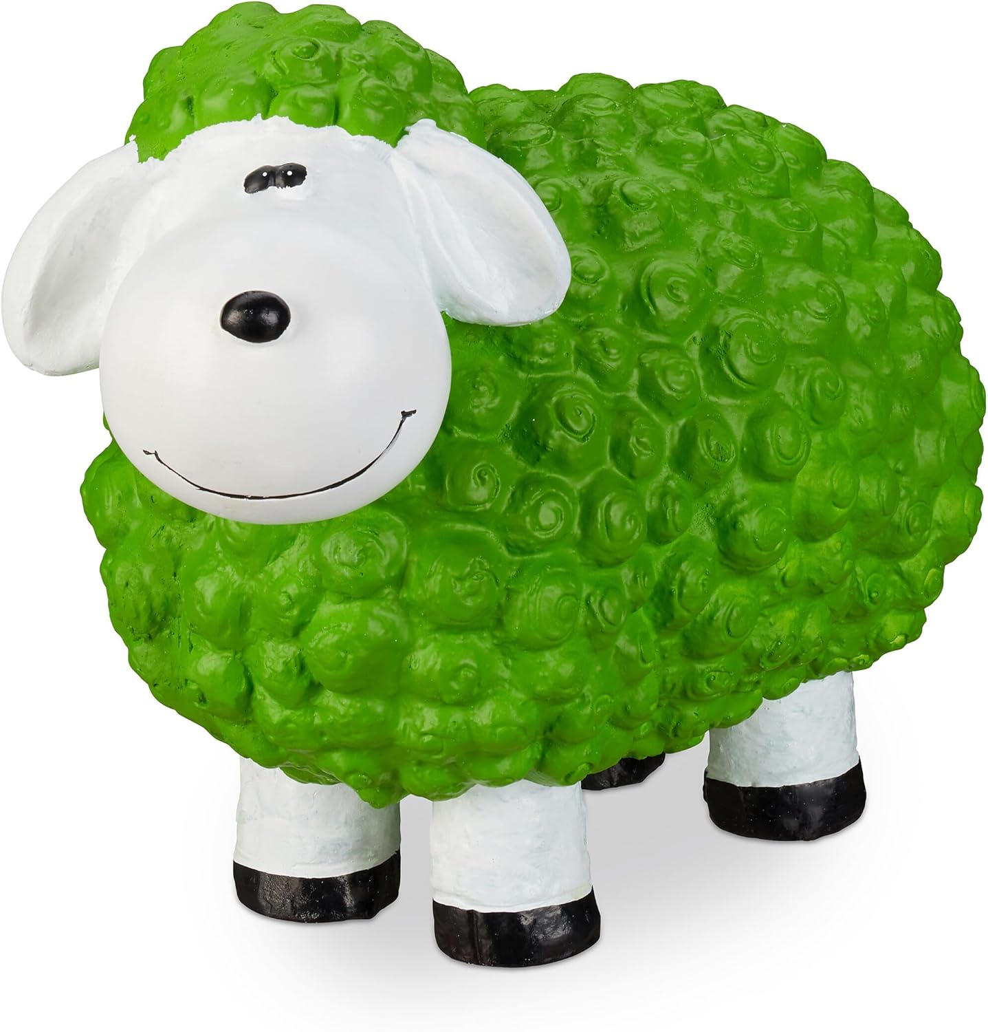 Statue de Jardin Mouton Balcon terrasse décoration céramique intérieur extérieur, Vert, 33 x 24 x 44cm