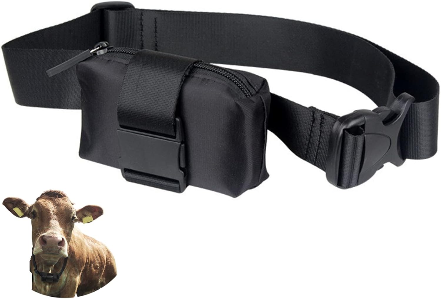 LENIAR Sac De Tracker pour Grands Animaux, Poche pour Traceur GPS avec Sangle à Boucle Réglable, pour Chevaux Moutons Boeufs, Imperméable, Oxford Noir 11,5x6,5x4cm