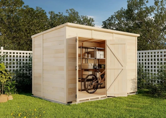 Storehaus Abri de Jardin Security (Toit à Une Pente) en Bois de la Marque Storehaus - Remise à Outils - abri de Jardin Exterieur - cabane de Jardin, Toit monopente, épaisseur de la paroi 12 mm B 306 x T 186 cm