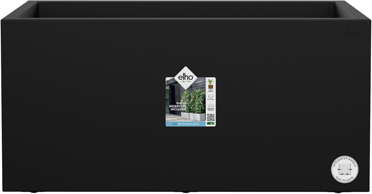 Vivo Next Long 60 - Planteur pour Intérieur & Extérieur - Plastique 100% Recyclé - L 59.0 x H 29.2 cm - Noir/Living Noir 60 cm Living Noir