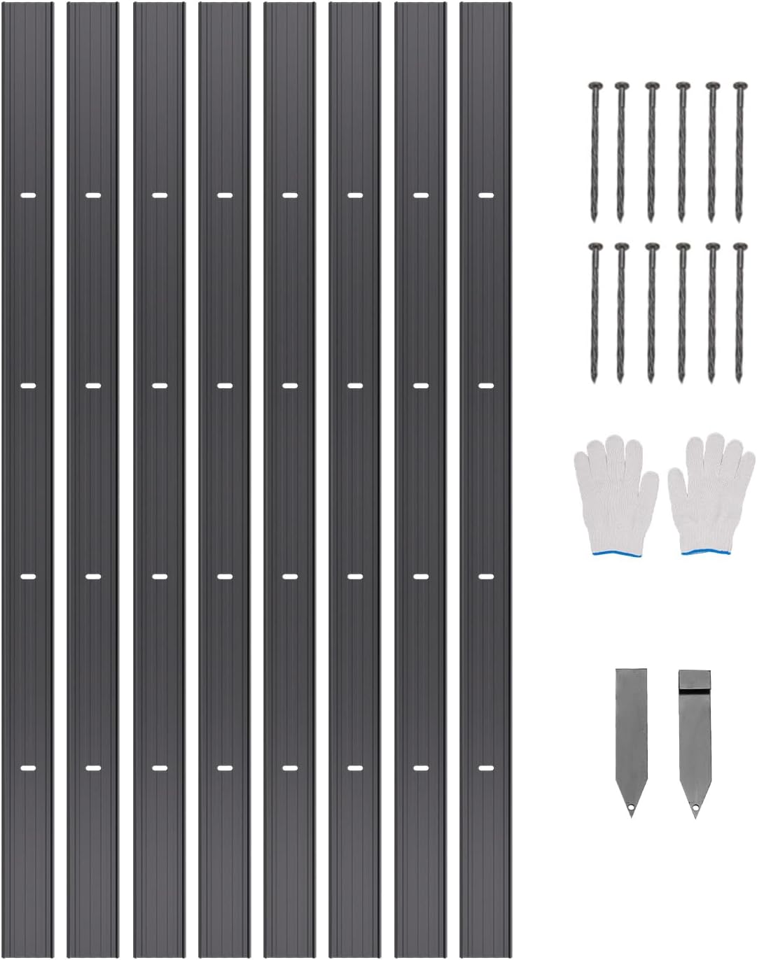 Bordure de Jardin en Alliage d'Aluminium, Lot de 8, Bordures Paysagères Pliables en Métal, 1830 x 101 mm, Résistante à la Rouille, Installation Simple, pour Séparateur de Chemin de Cour, Pelouse
