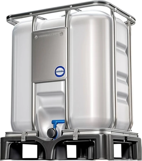 WERIT Réservoir d'Eau 300 Litres Avec Robinet, Renforcé, Palette en Plastique Incluse, Homologation ADR, Eau Potable