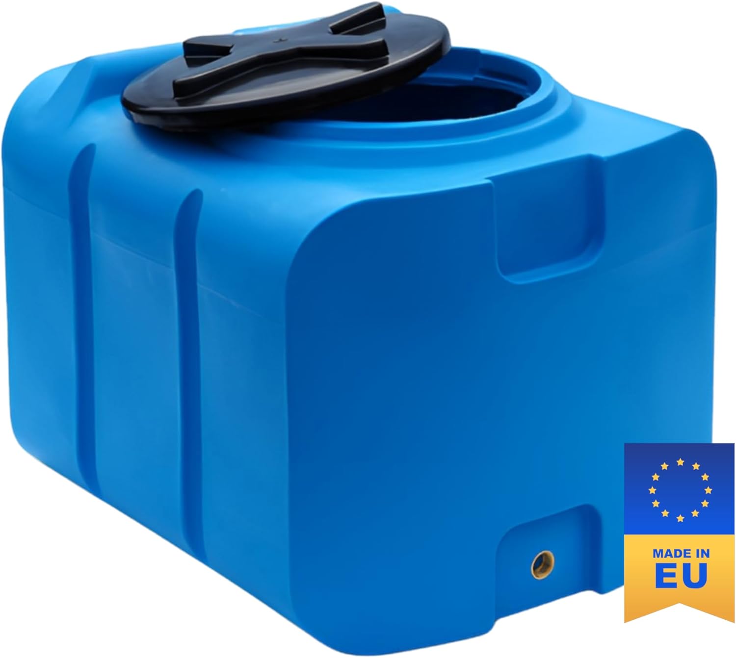 Réservoir d'eau Potable 200L Bleu - sans BPA - Filetage en Laiton 3/4" intégré - Fabriqué en UE - Convient pour Les Aliments.