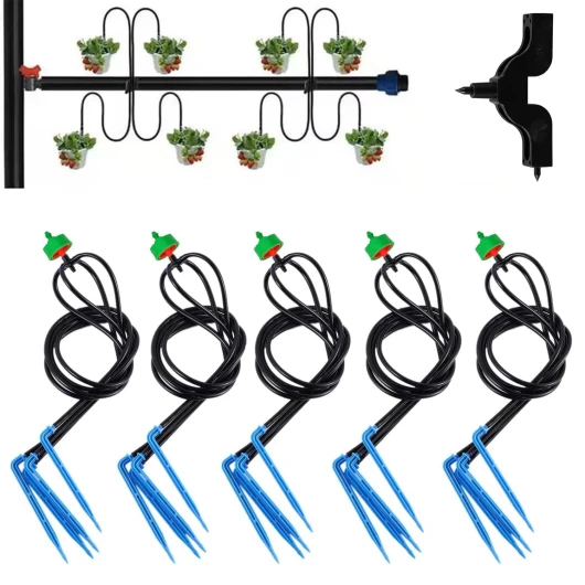UCLEVER Lot de 5 Gouttière inclinable avec restriction de débit et tube de 40 cm pile gouttière 4 voies pour arrosage précis et irrigation de serres