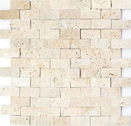 MOS43-46248 Travertin - Mur en pierre naturelle - Aspect 3D - Beige