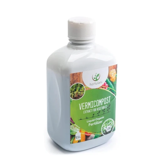 Extrait de lombricompost Hortulani pour les potagères - Améliorer la croissance des légumes grâce à l'engrais naturel, améliorer la saveur et le rendement des légumes - utilisation - (0,5l / 100l) 0,5 litre