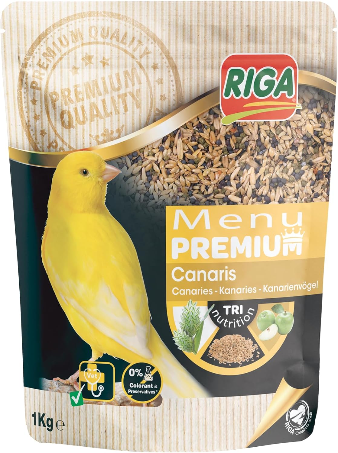 Menu Premium pour Canaris - Mélange de Graines, Céréales Et Fruits - Riches en Vitamines Et Minéraux - Élaboré par des Vétérinaires - 1 kg