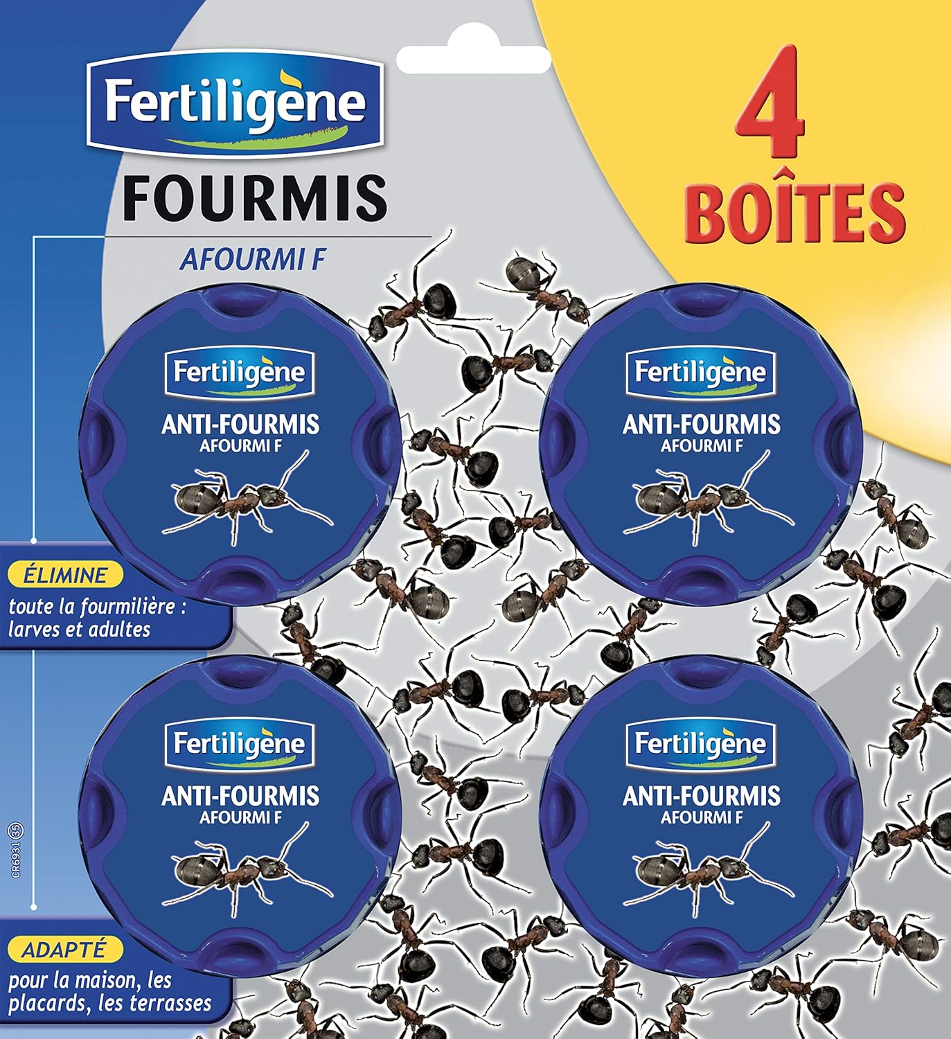 FERTILIGENE FFOUB4 - Anti-Fourmis Boîtes Appât x4 - Détruit durablement et en profondeur les fourmilières - Actif à faible dose - Anti-fourmis utilisable en intérieur et extérieur - Fabriqué en France 4 boites