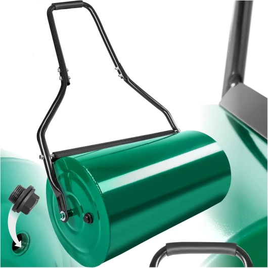 ® Rouleau à Gazon Rouleau de Jardin, Tambour 60 cm Équipé d'un racleur Lestage Eau ou Sable, Entretien Pelouse, pour Semis et Graines, Outil de Jardinage, Jardin, Aide la Pousse du Gazon