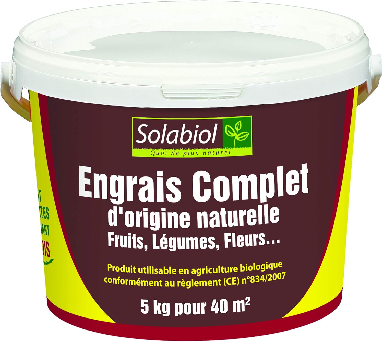 Engrais Complet - 5Kg - Seau - Mini-Granulés - Epandage Facile & Sans Poussière - Double Action Starter & Nutrition Longue Durée SOCOMP5 5 Kg - Jusqu’à 40 m²