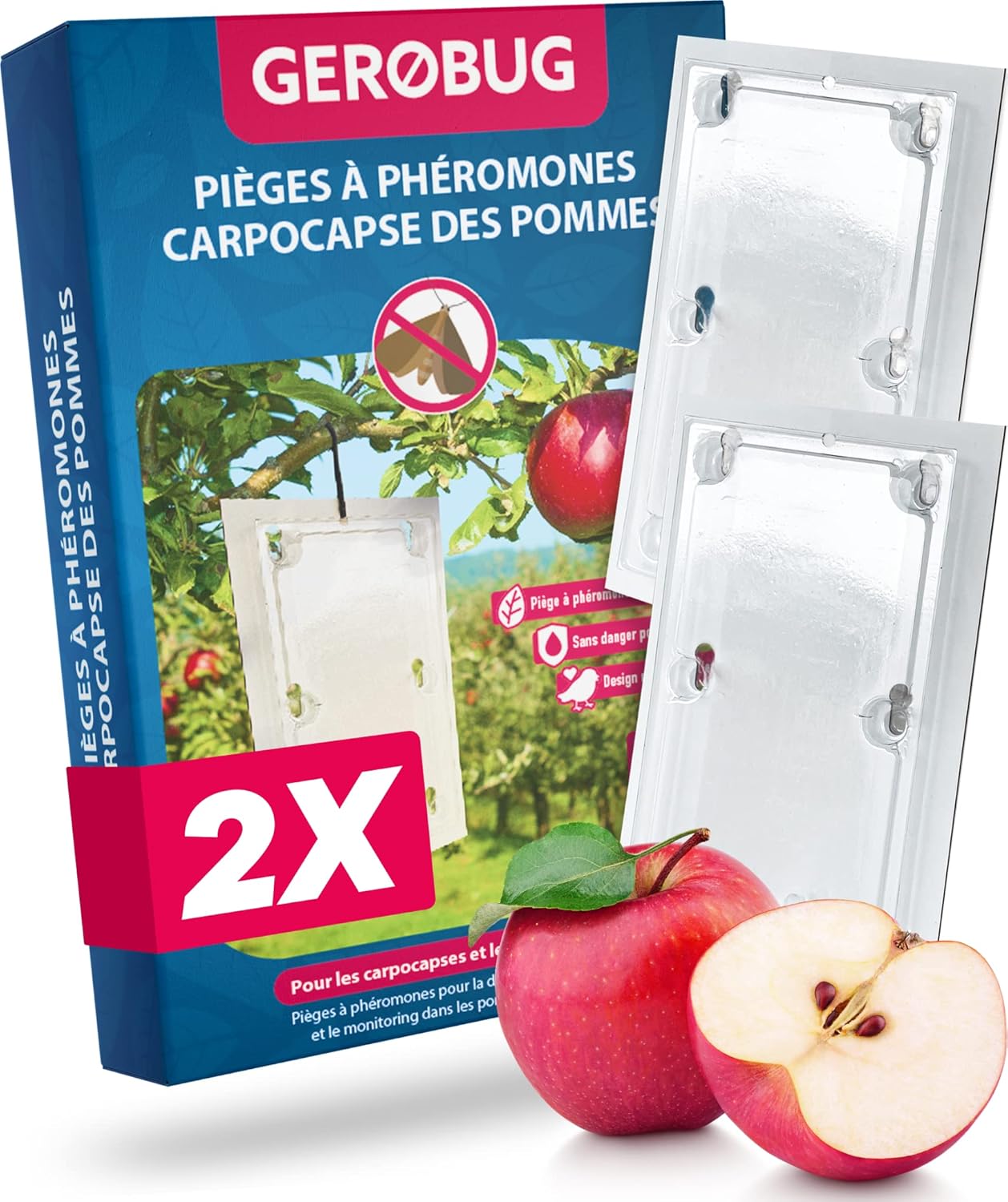 Piège à phéromones pour carpocapse Pommier 2 pièces - Pièges à phéromone Contre Le Ver des Pommes - Design de Produit respectueux des Oiseaux y Compris 2 Fils d'attache