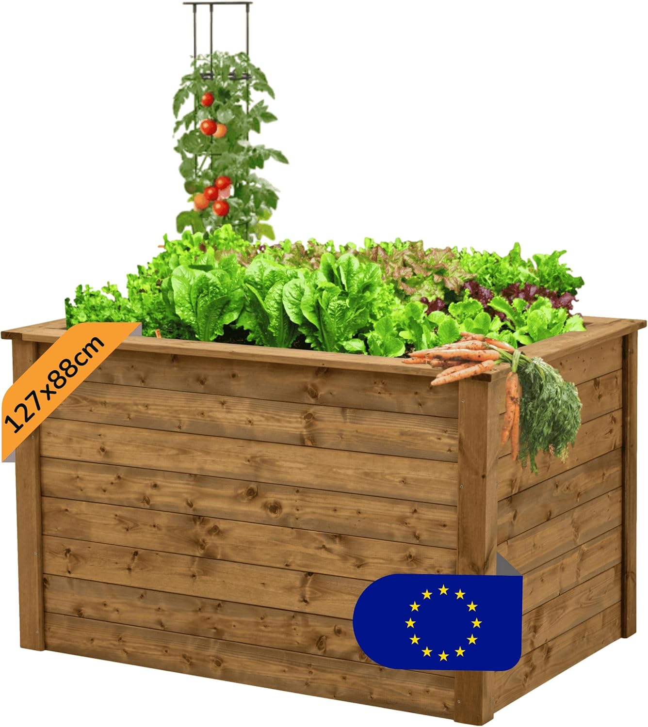 FournierWerk Carre Potager Exterieur Bois, Jardiniere Exterieur Grande Taille Surélevé - Fabriqué en Europe (Géotextile Inclus, Bois Imprégné) [Moyen]