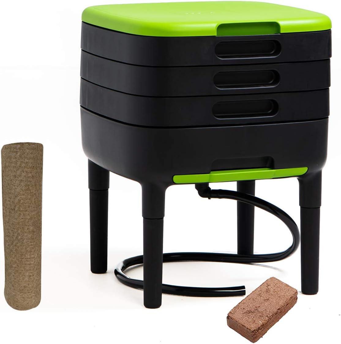 TinyWorm Design & Compact I Lombricomposteur 3 Plateaux I Kit Complet I Tiroir Coulissant I Pieds Plastique TinyWorm pieds plastique