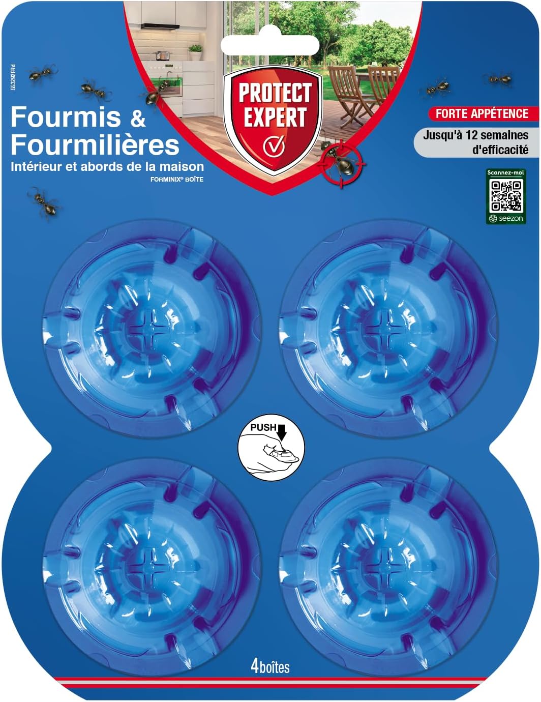 Lot De 4 Boites Appâts - Anti Fourmis & Fourmilières - Effets Visibles Dès La Première Semaine - Action 12 Semaines - 4x2g - Intèrieur & Abords De Maison FBOIT4N 4 Unités