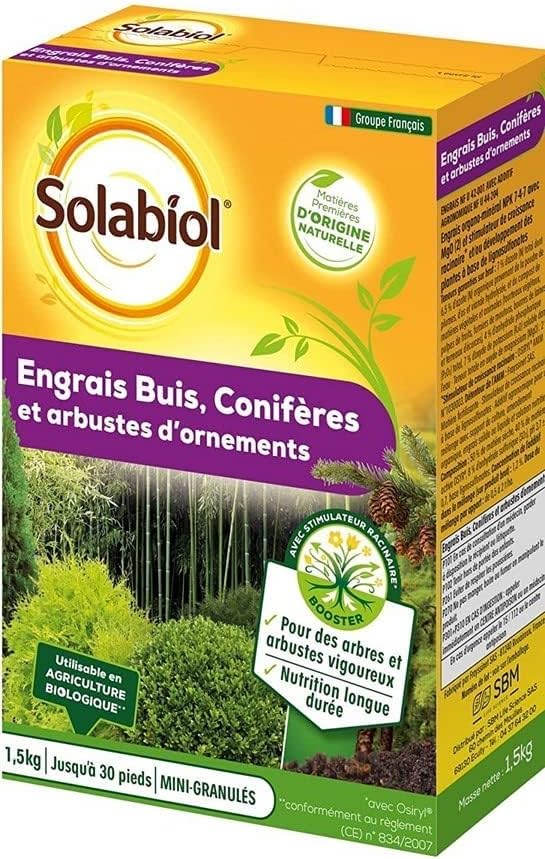 Engrais Conifères et Arbustes d'ornement - 1,5 Kg - 100% Organique - Action Longue Durée SOCONY15