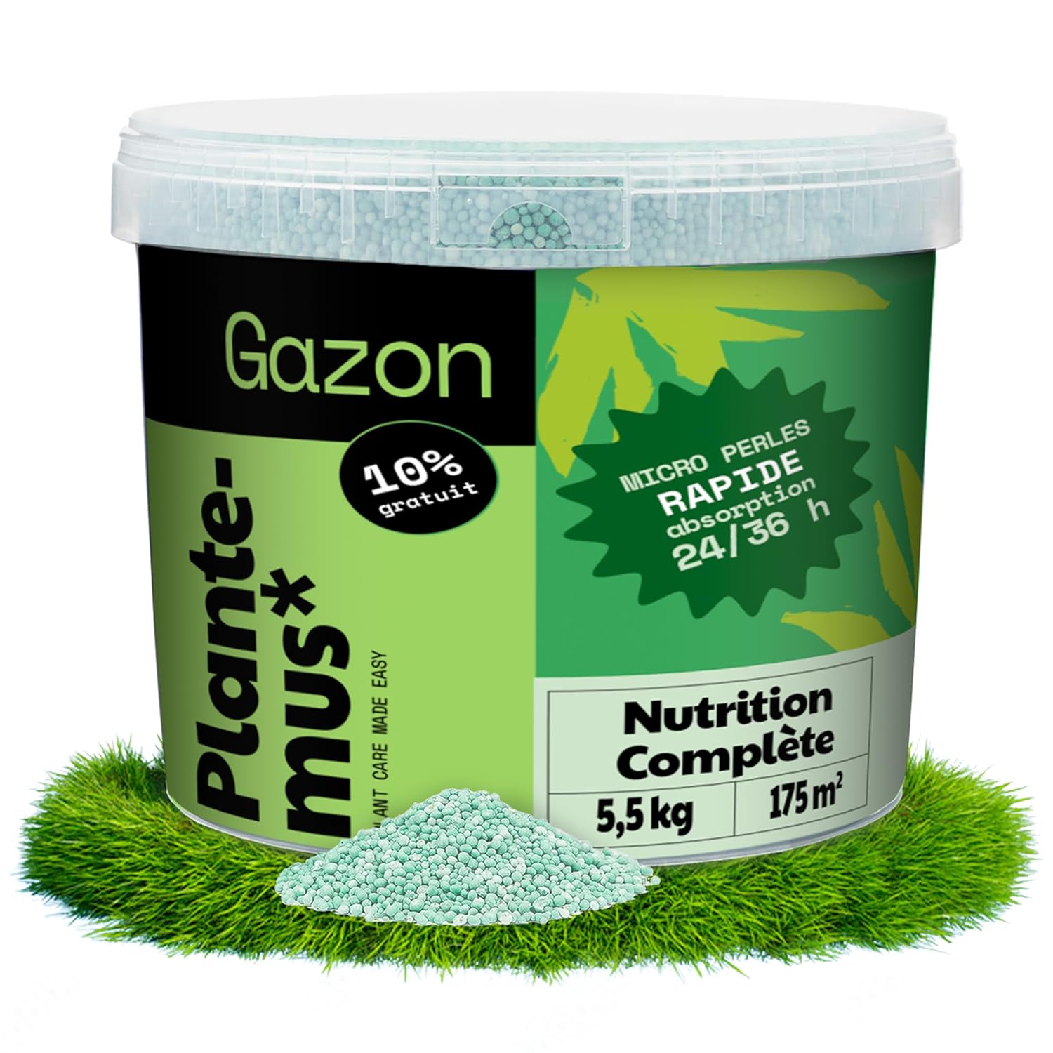 Engrais Gazon NPK (12-11-18) Printemps Été - Pelouse Vert, Dense et Durable, Fertilisant Granulé en Perles Ultrasolubles, 5.5 KG 175 m²
