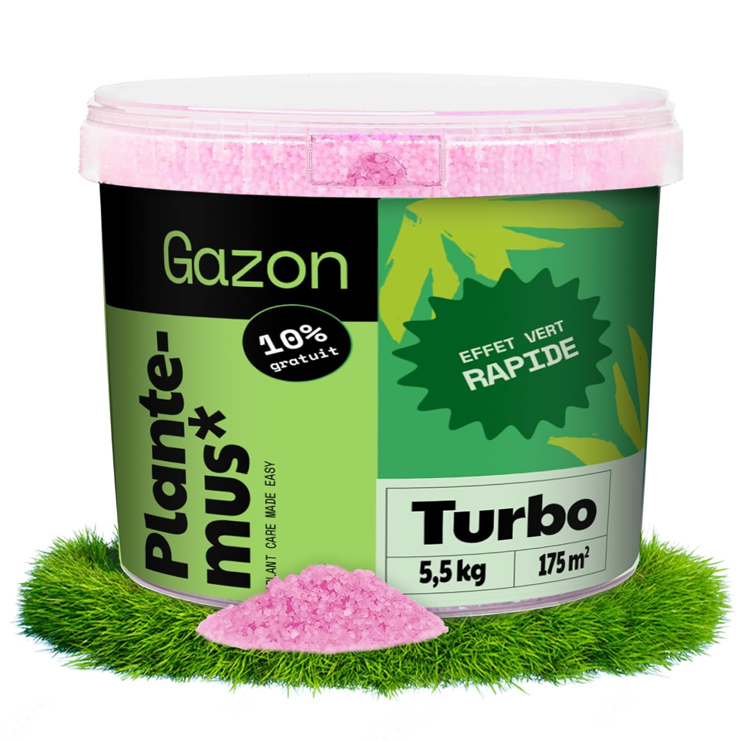 Engrais Gazon Turbo Azoté - Technologie Allemande, Action Rapide, Fertilisant Pelouse Microcristaux Ultrasolubles, 5.5 KG, 175 m²
