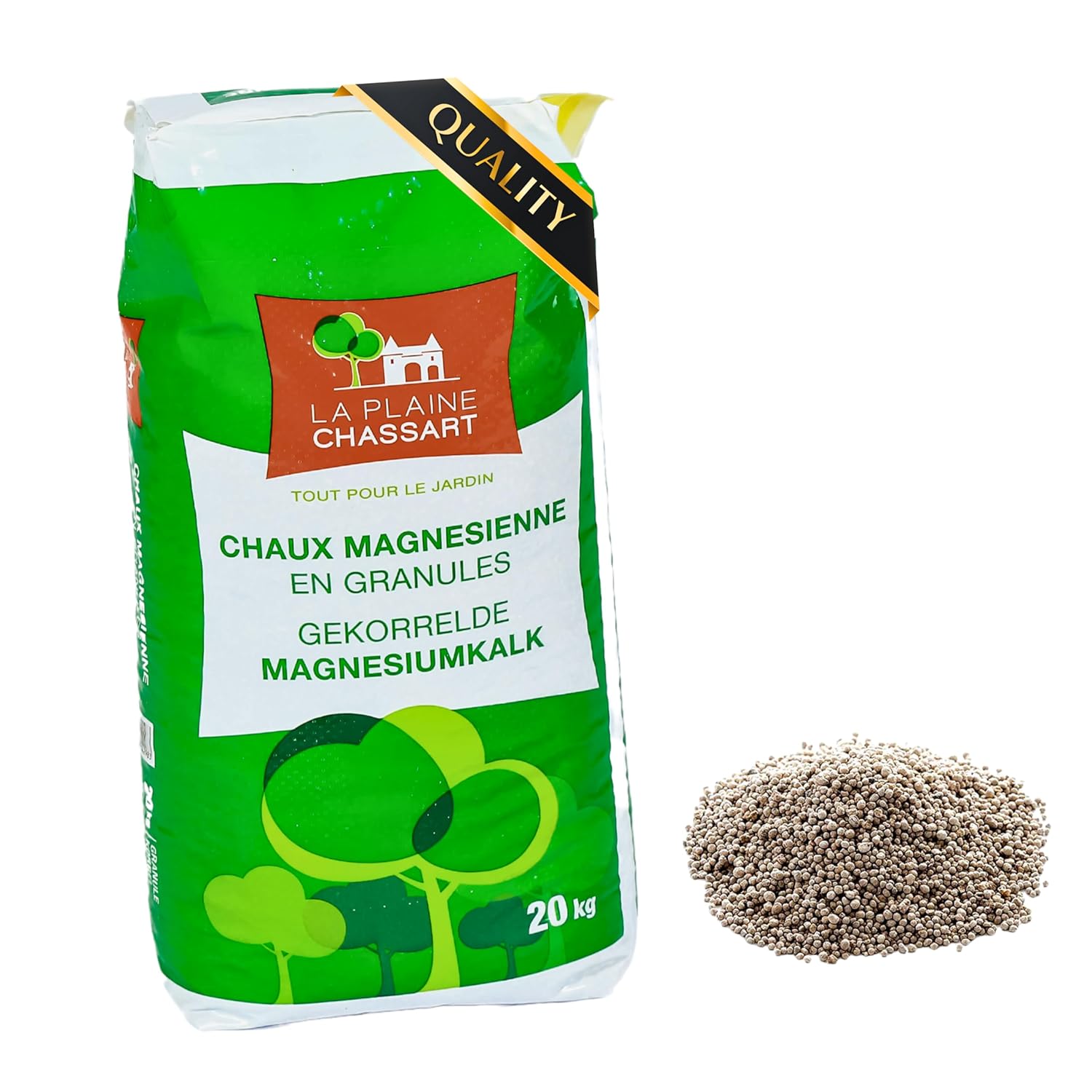 Chaux Magnésienne en Granules 20kg - Amendement Pour Sol Acide - Gazon, Pelouses, Jardin d'ornement, Potager, Compost