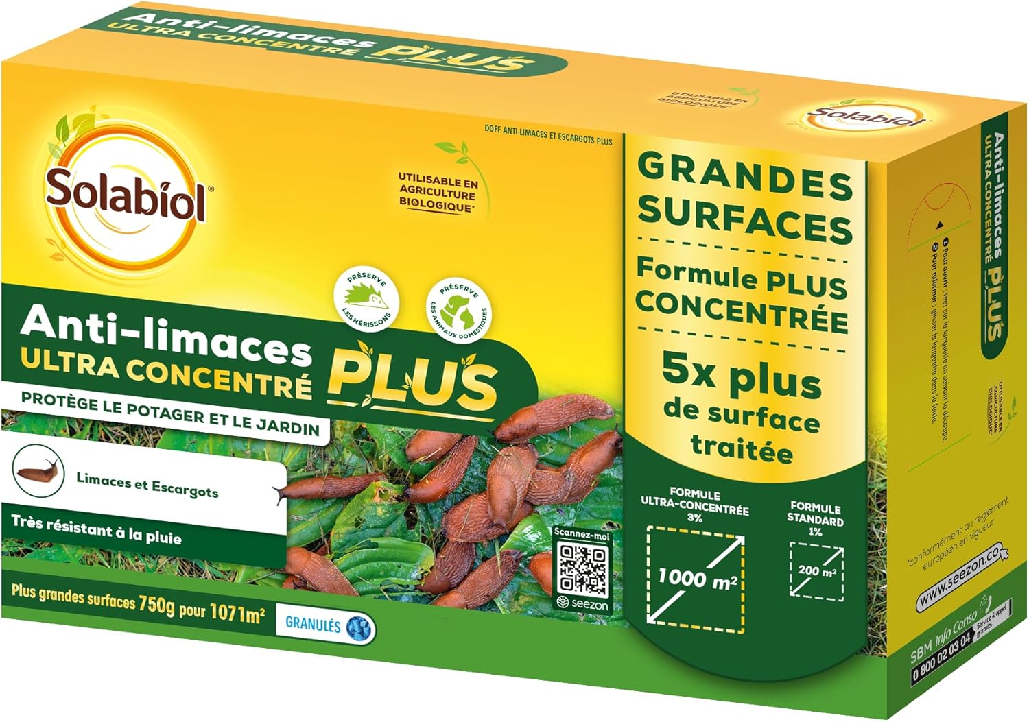 Anti-Limaces & Escargots Ultra Concentrés - 750g - Résistant À La Pluie - Grande Surface de Traitement SOLIMAPLUS750 ULTRA CONCENTRÉS 750g