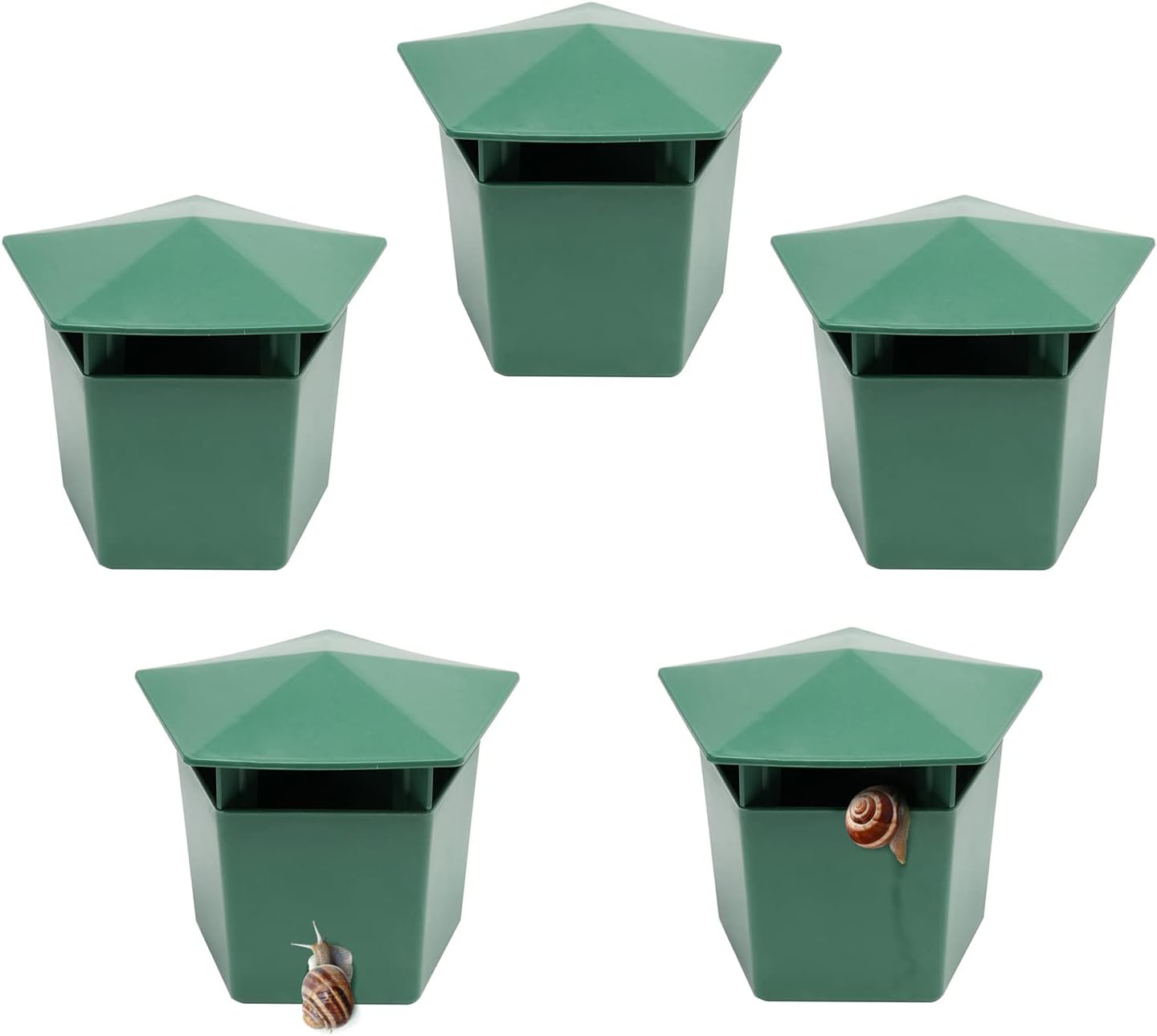 5 Pcs Piege à Limace 9,9 x 6,1 x 7,1 cm Piège à Escargots Anti Limace Naturel Escargots Catcher(3.9" x 2.4" x 2.8") Vert