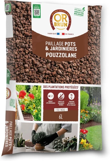 Or Brun Paillage de Pouzzolane - 6L - Protection des Plantes - Pots & Jardinières OBRPPOU6U Paillage Pouzzolane