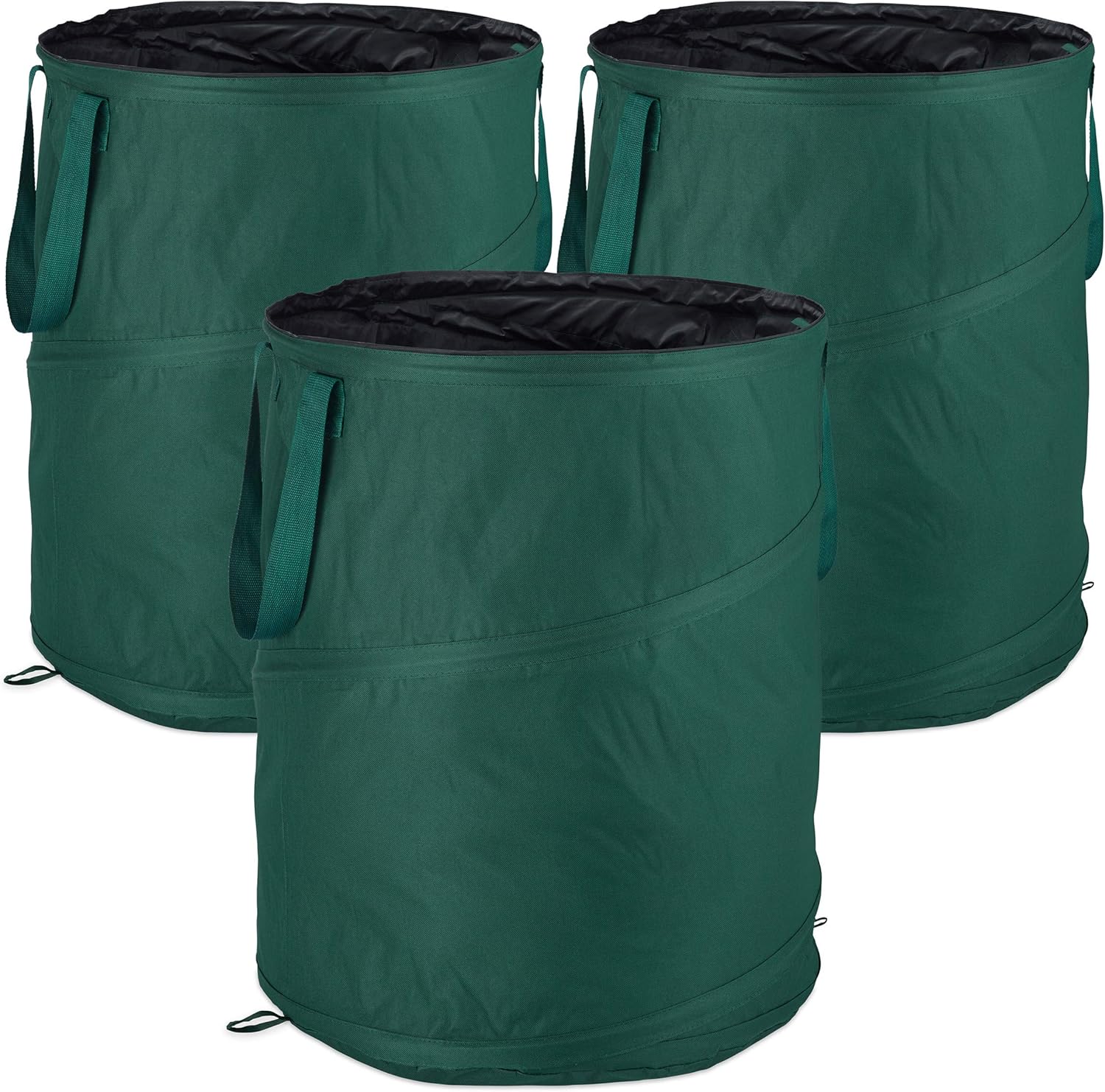 Pop-Up, Sac de déchets, Lot de 3 Feuilles mortes 160 litres Jardinage: ∅ 55 cm, Vert Unique