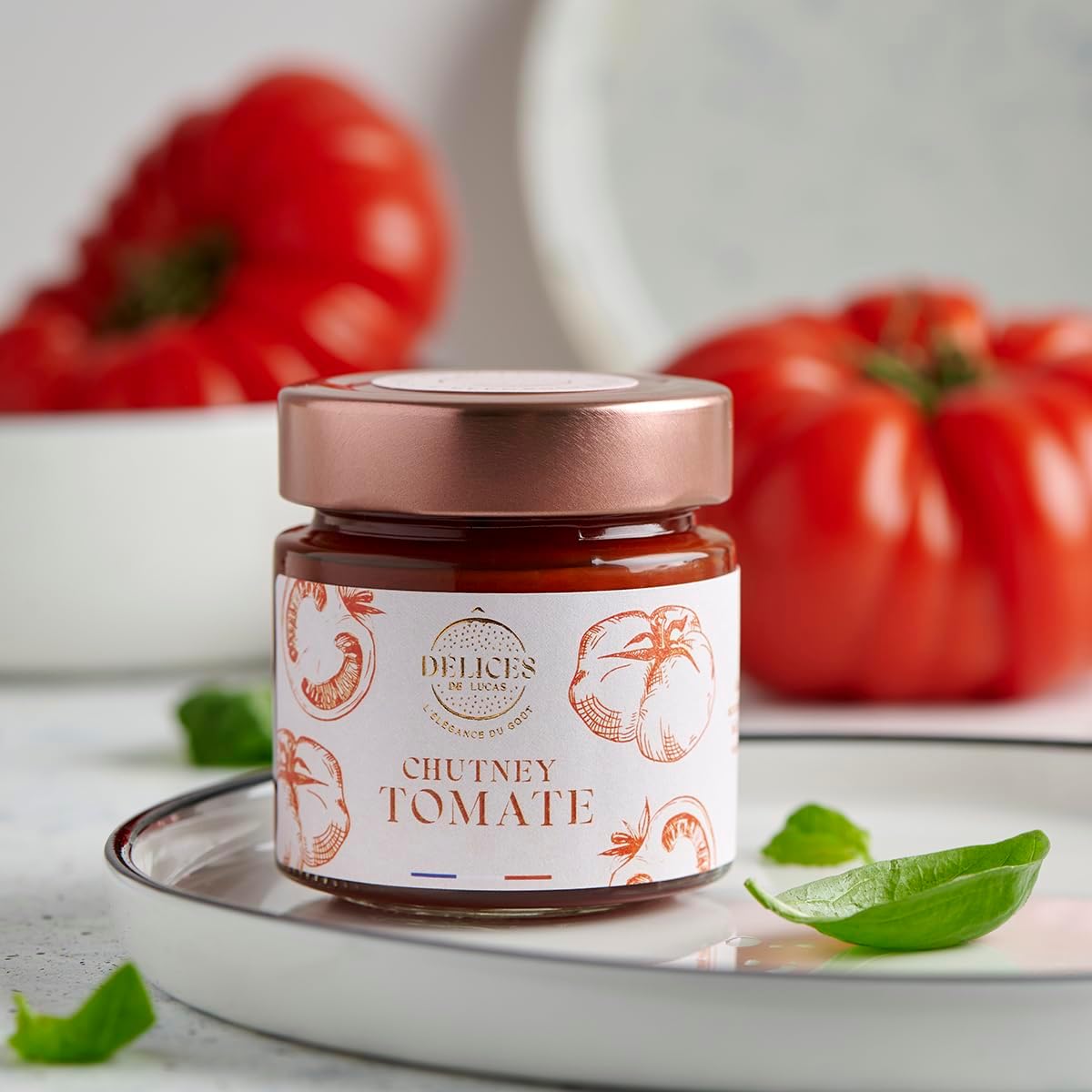 Ô Délices de Lucas – Chutney Tomate Cœur de Bœuf 60% Tomate – Artisanale et Fabriquée en France – Pot en Verre 130 g – Gastronomie Française