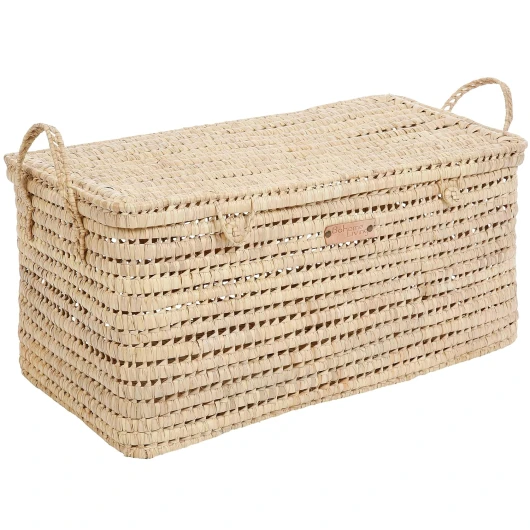 Bohome Living - Coffre de Rangement, Malle à Jouets en osier tressé, Déco Bohème Chic (80cm)