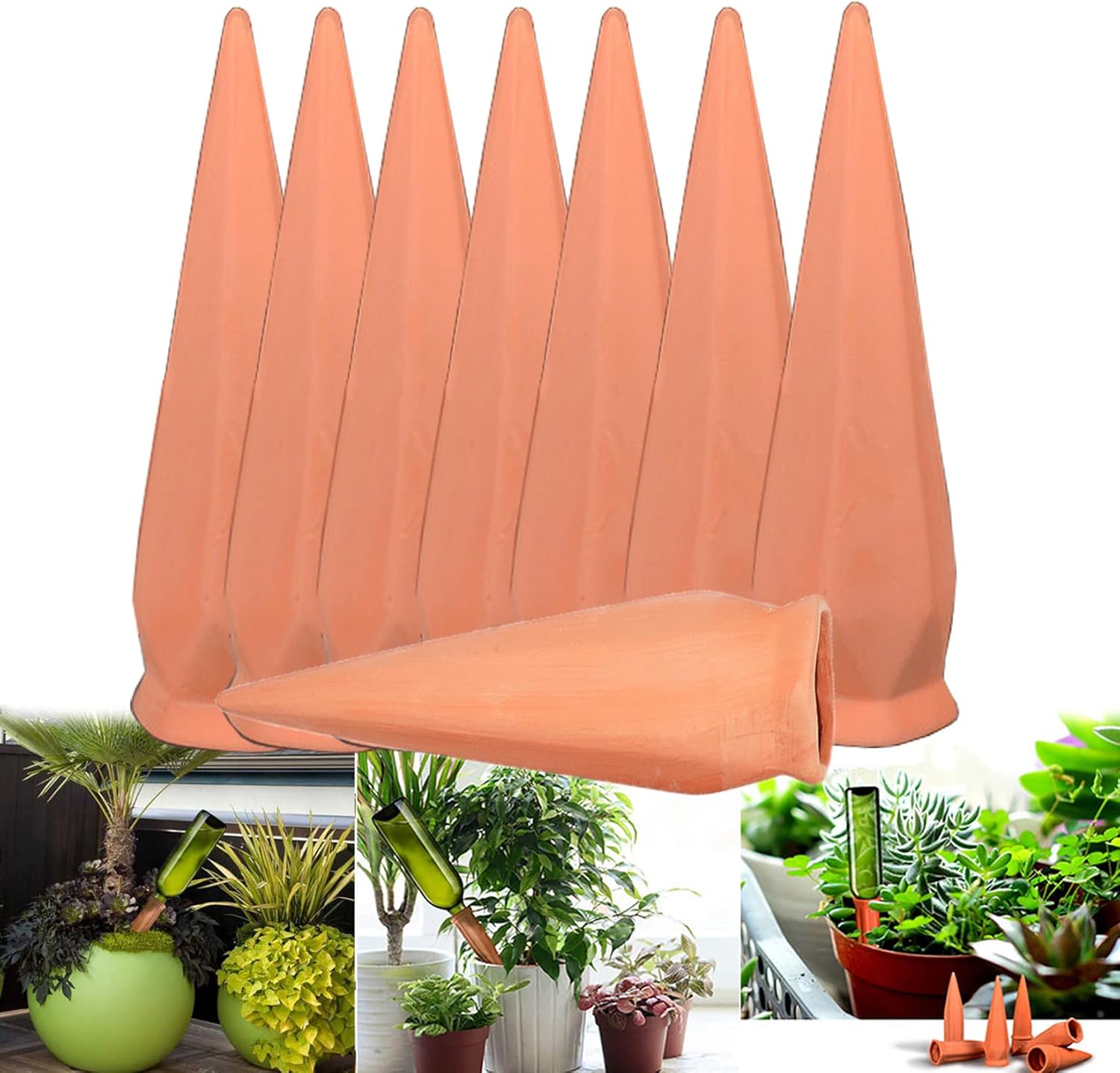 MKNZOME Irrigation Goutte a Goutte Bouteille, 8Pcs Arrosage Goutte à Goutte Oyas a Planter Terre Cuite Arroseur Automatique Plantes Système D'Irrigation pour Jardin Maison Intérieur Extérieur 8 pièces de forme géométrique