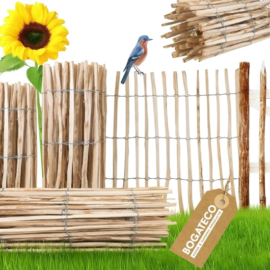 Clôture à Lattis Noisetier Bois - 100 cm de Hauteur et 500 cm de Long - Distance entre Lattes 4-5 CM - Idéal Comme une Clôture de Jardin - Peut être Utilisé Comme de Support pour les Vignes 100 cm de Hauteur 4 À 5 Cm