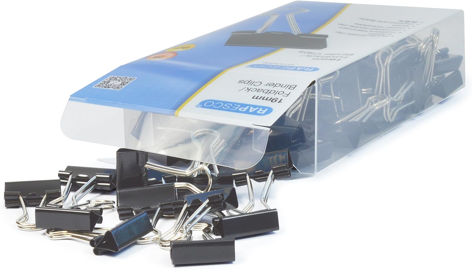 1429 Pinces à Double Clip 19 mm, Noir, Lot de 80