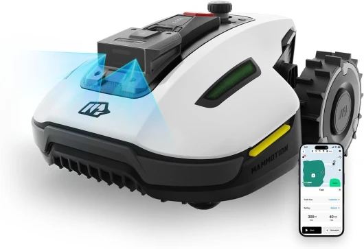 YUKA Mini 500 Robot Tondeuse sans Fil Périphérique, NetRTK+Vision, Aucune Antenne RTK Requise, Recommandé 500 m², Pente à 50%, Cartographie Automatique, avec Module 4G