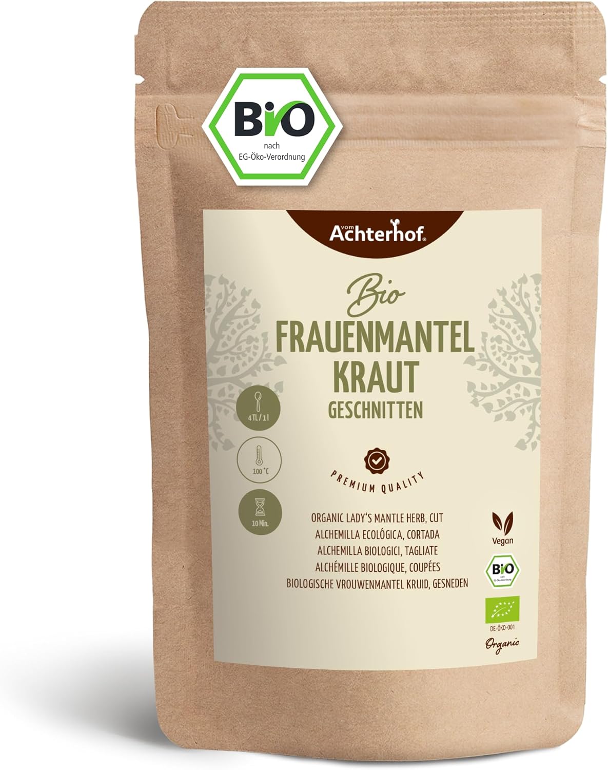 Alchémille biologique 100g - thé d'alchémille séché et coupé - issu de culture biologique contrôlée - naturel - sans additifs - vom Achterhof 100 g (Lot de 1)