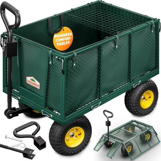 ® Chariot à roulettes Pliable 550kg Robuste bâche Amovible Chariot de Plage Chariot de Transport brouette Chariot Jardin remorque