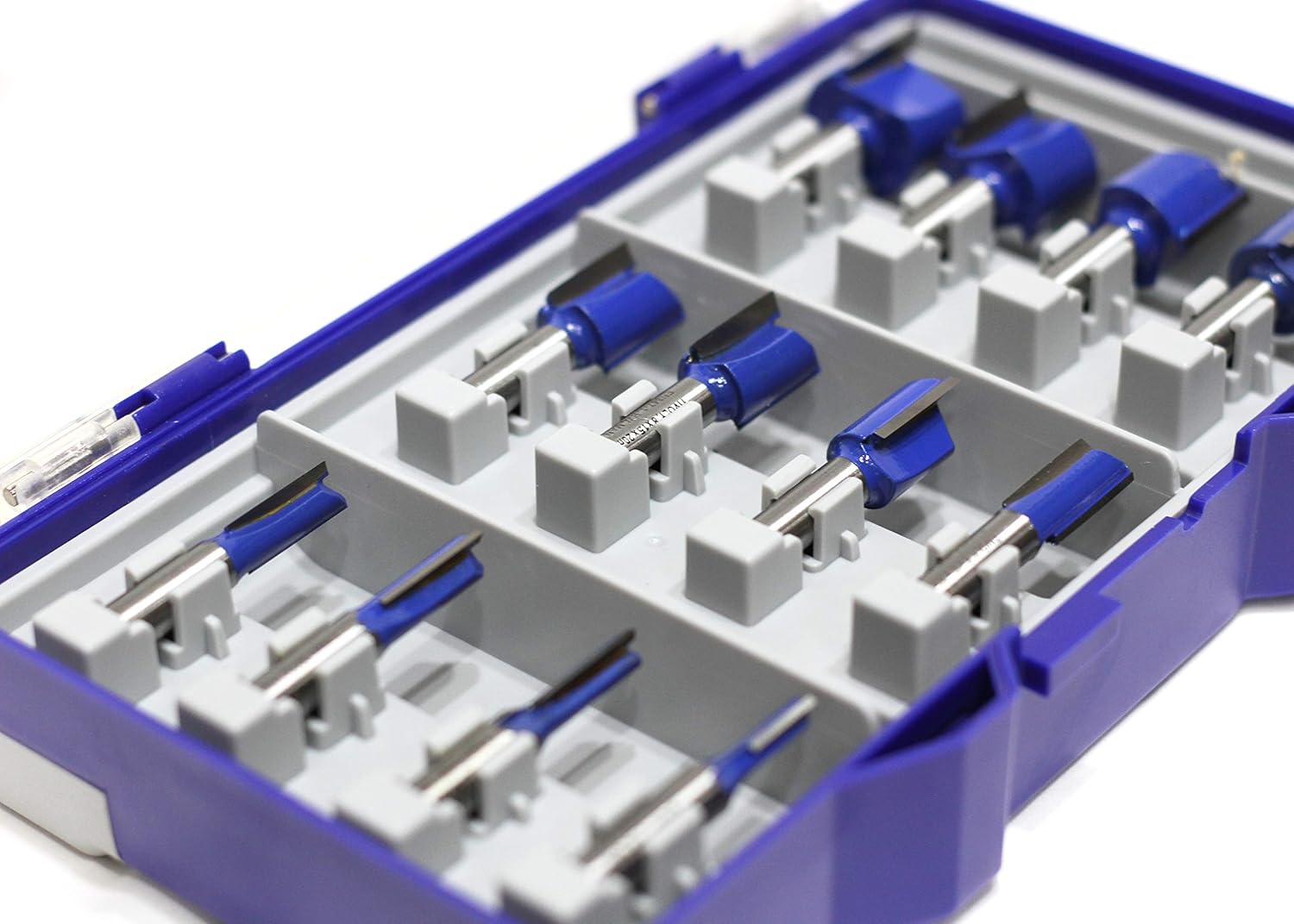 XT606470002 Fraises de défonceuse à rainurer, Bleu, Set de 12 Pièces 12 pièces - Fraises Droites à Rainurer Ø 8 mm Queue