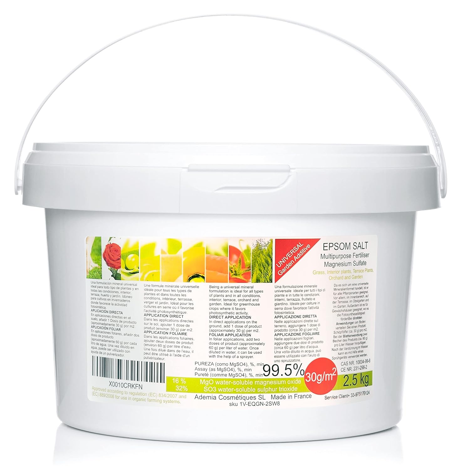 Bleu & marine Bretania Sel Epsom Engrais de Jardin Universel Ecologique 2.5kg Fertilisant Potager Nutriment Plantes d'intérieur, Feuilles Jaunes, Tomates, Pelouse