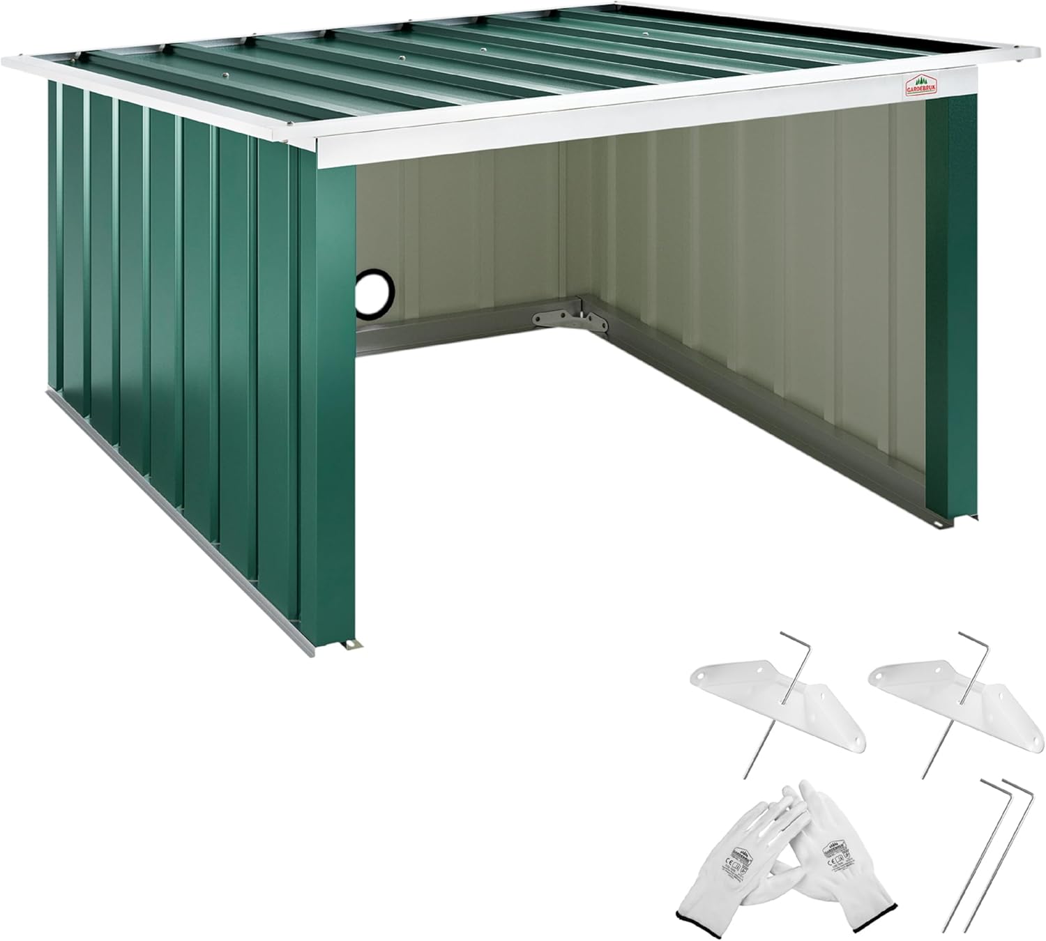 Garage Robot Tondeuse Toit monopente métal 89x90x54cm résistante intempéries 4X piquets Terre abri carport Herbe Vert 89x90x54cm Vert