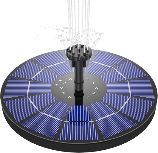 Fontaine Solaire Pompe 3,5 W Flotté Solaire Panneau intégré Batterie avec 6 Buses Idéal pour Petit étang Salle de Bain d'oiseaux Fish Tank Décoration de Jardin 18 cm(1PC Noir