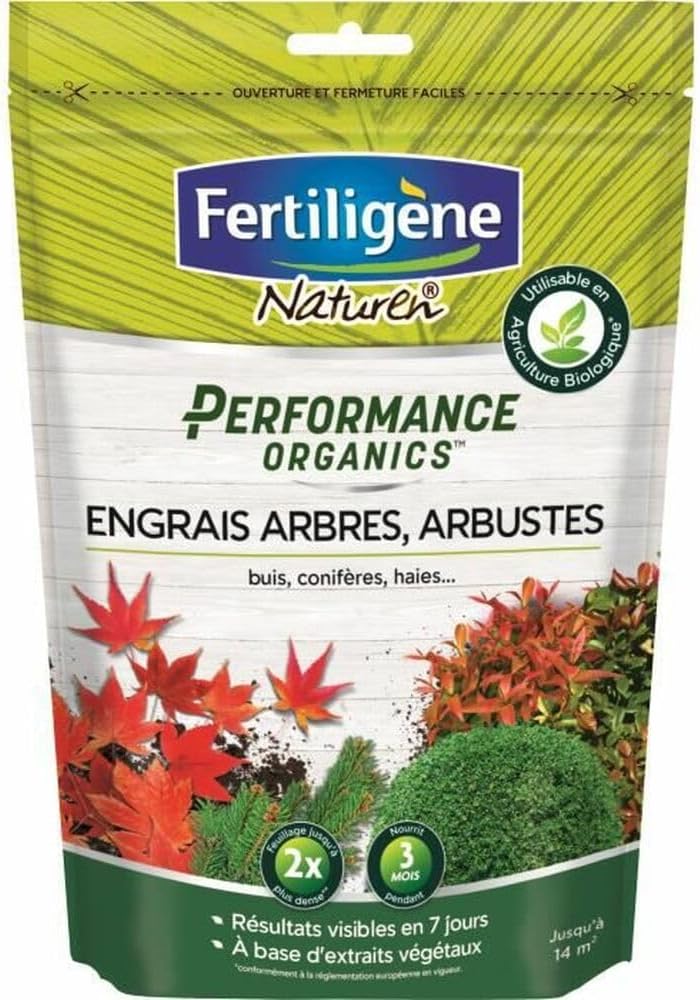 FERTILIGENE NATUREN POEARB7 - Engrais Granulés Performance Organics Arbres, Arbustes, Buis et Conifères UAB 700 g - Résultats dès 1 semaine - Avec extraits végétaux enrichi en guano marin - Pour 14m²
