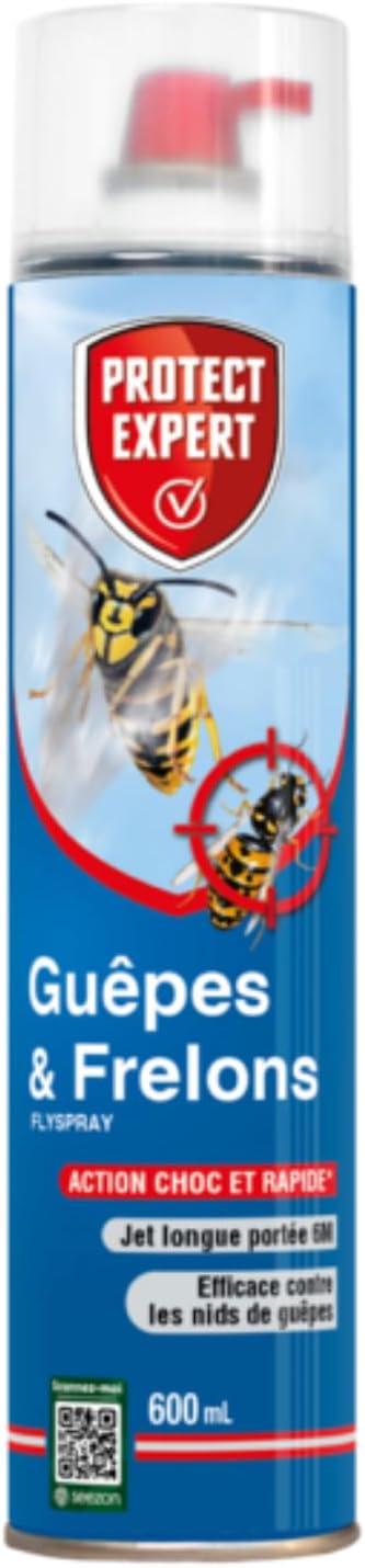 Spray Aérosol Guêpes, Frelons & Frelons Asiatiques - 600 ml - Jet Longue Portée 6m - Efficace Sur Les Nids - Action Choc & Foudroyante - GUEP600N Aérosol 600ml New 1
