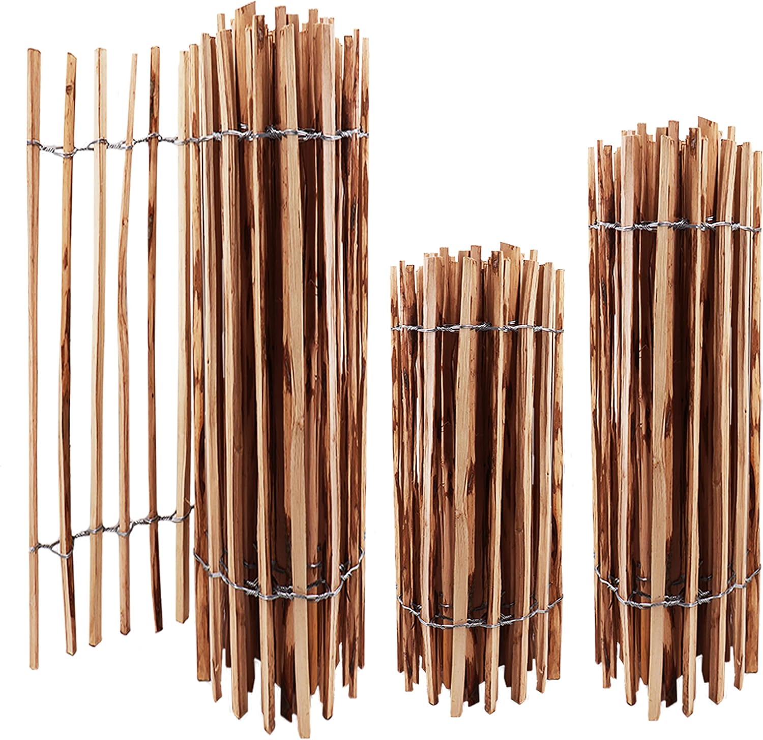 Clôture en lattis - Différentes hauteurs - Distance entre les lattes : 4 à 6 cm - Clôture de jardin - Clôture en bois durable - Avec double tension de fil (100 cm de hauteur, 5 m)