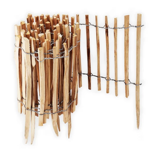 Clôture de jardin en lattis - Distance entre les lattes : 4 à 6 cm - Parfait comme bordure de parterre et bordure de parterre ou chemin - Clôture en bois durable (5 m x 50 cm) 5m x 50cm