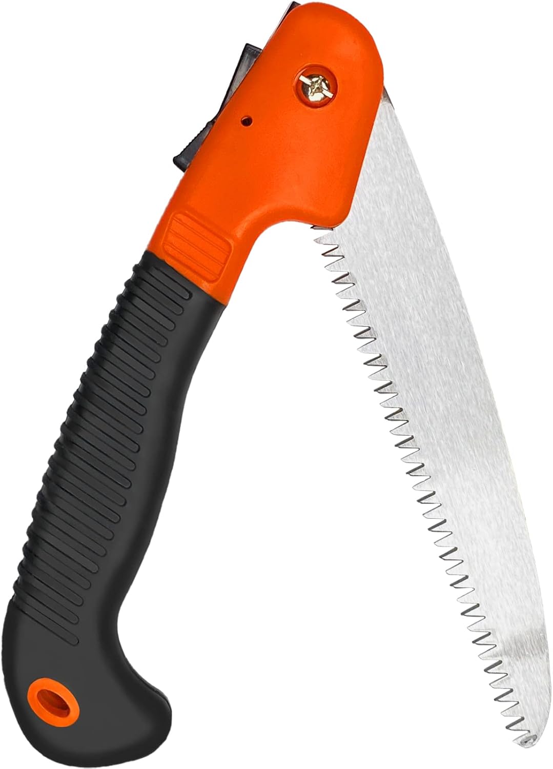 Newaner Scie à Élaguer Pliante 180mm,Scie Pliante à Main Avec poignée antidérapante et verrouillage de sécurité,Scie à main polyvalente pour couper et jardiner, tailler et réparer（orange）